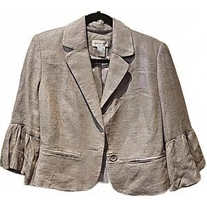 Newport News crop linen jacket size 6 silver metallic